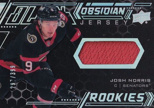 jersey RC karta JOSH NORRIS 20-21 UD Black Obsidian Jersey Rookies /399